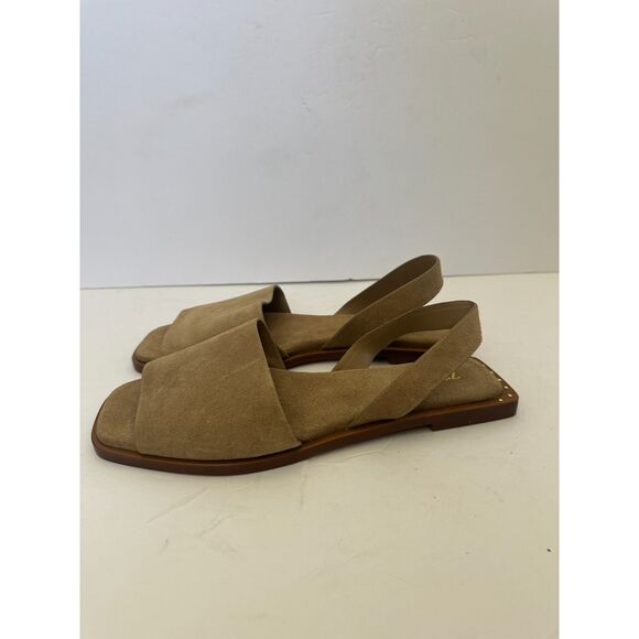 Zara Flat Leather Sandals With Heel Strap Sandy Brown Size 39/8.5 - Picture 8 of 8